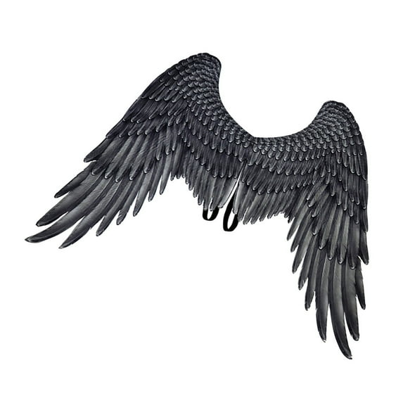 Halloween 3D Large Angel Wings Prop Fairy Devil Non-Woven Holiday Decoration Party Supplies with Elastic Straps Accessories Men Black