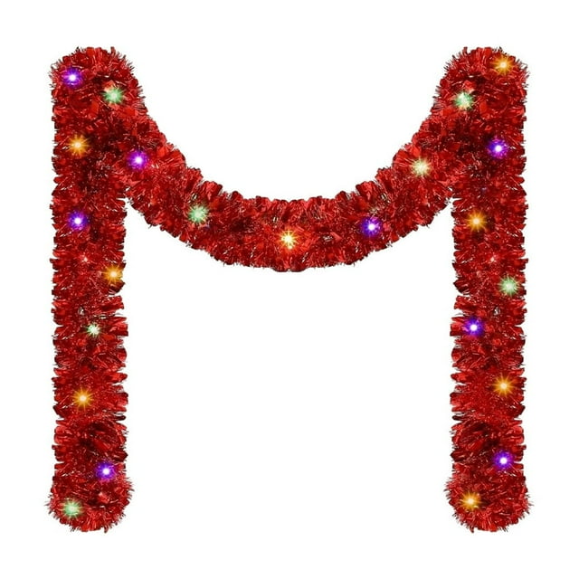 RKSTN 16.4FT Artificial Christmas Decorations Garland, Encrypted Rattan with Battery OperatedClolorful Lights for Home Stairs Fireplace Front Porch Door Display Indoor Outdoor Christmas Decor