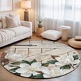 thumbnail image 2 of Round Rugs 5Ft, Spring Floral Round Area Rug Washable Indoor Throw Carpet, White Magnolia Flowers Barn Door Farmhouse Beige Soft Non Slip Circle Rug for Cabinet Bathroom Home Decor Aesthetic, 2 of 8