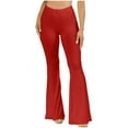 thumbnail image 2 of Pxiakgy pants for women womens pants Flare Leggings for Women Retro Hippie High Waisted Wide Leg with Pockets Long Flare Pants High Waisted Yoga Pants Red + M, 2 of 5