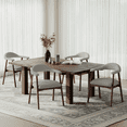 thumbnail image 3 of AFO Upholstered Dining Chairs Set of 4, Mid-Century Modern Fabric Kitchen Arm Chairs with Rubberwood Frame, Light Grey, 3 of 9
