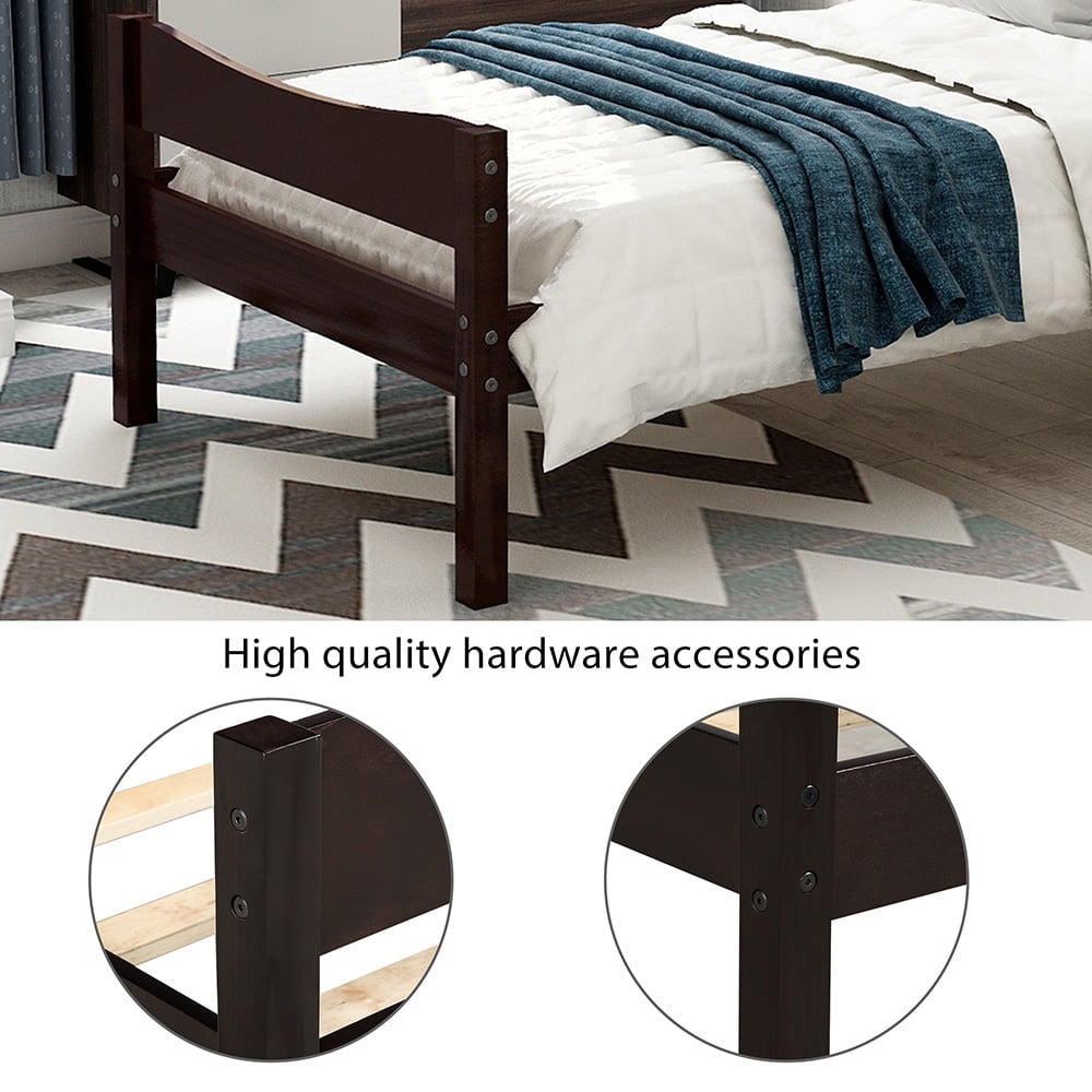 Classic Platform Beds with Headboard, Wood Bed Frame for Bedroom, Espresso