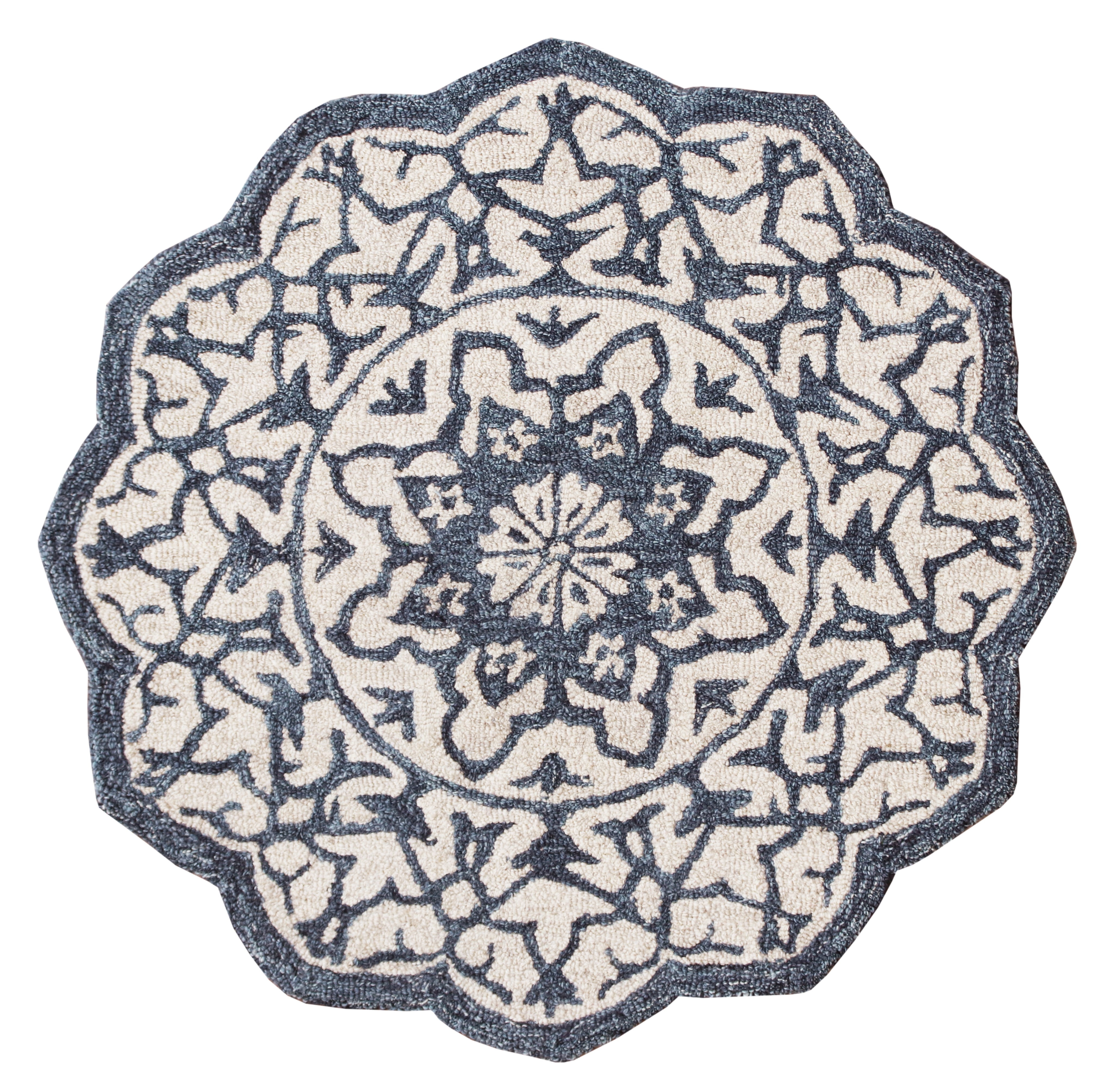Harlow Hill Daisey Blue/Ivory Medallion Wool Indoor Area Rug6' Round