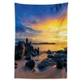 thumbnail image 3 of Ambesonne Tropical Tablecloth Rectangular Table Cover, Horizon Sky Beach View, 52"x70", Royal Blue Marigold, 3 of 4
