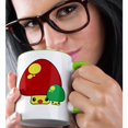 thumbnail image 2 of 3drose, Cute Kawaii Style Red and Green Toadstool Mushroom Cartoon Characters, 15oz Two-tone Green Mug, 2 of 6