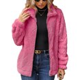 thumbnail image 1 of Fashnice Manteau en Polaire pour Femmes, Manches Longues, Veste Ample, Cardigan Chaud d'Hiver, Rouge Thé S, 1 of 2