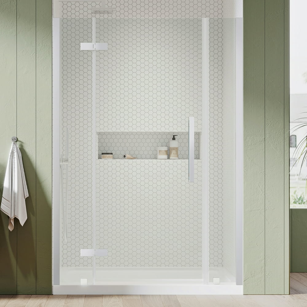 Ove Decors Endless TA1430130 Tampa, Alcove Frameless Hinge Shower Door and Base, 54 in. W x 74 3
