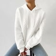 thumbnail image 7 of White Sweatshirts For Women, Cotton Oversized Sweatshirt For Women, Womens Hoodies Zip Up, Women's Textured Long Sleeve Drop Shoulder Drawstring Pullover Solid Hoodie, 7 of 7