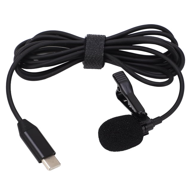 Clip Lavalier en Micrófono, Micrófono Lavalier Anti interferencia Al Viento de Goma Con Interfaz Tipo C Para disparos de vlog
