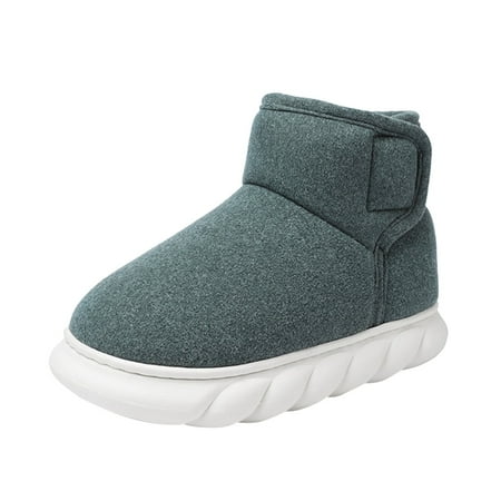 XIMIN Women s Ankle Slippers Mens Fashion Solid Color Suede Cotton Slippers Warm Thick SToled Short Cotton Boots Cute Bedroom Comfy Shoes(Grey US 8.5)