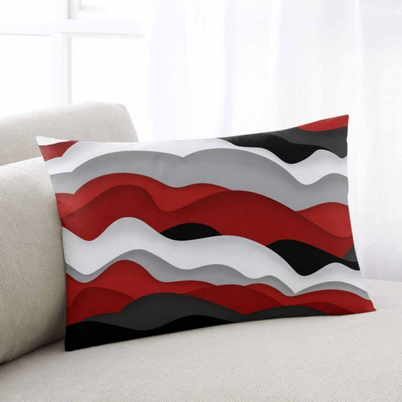 Red Black Ombre Throw Pillow Covers, Modern Geometric Moire Abstract Art Soft Breathable Pillow Cases with Invisible Zipper for Sleeping, Body Pillowcases for Couch Bed Sofa Chair 24x36 Inches