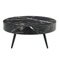 thumbnail image 2 of Hassch Modern Coffee Table in Black Marbling Finish, Circle Center Table for Living Room, Wooden Cocktail Tea Table with Metal Legs, 31.5"Dia x 13.9"H, 2 of 9