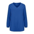 thumbnail image 4 of Endives Women's Long Sleeved T Shirt Retro Shirt V Neck Loose Thin Breathable Womens Top Spring Summer Blue, 4 of 7