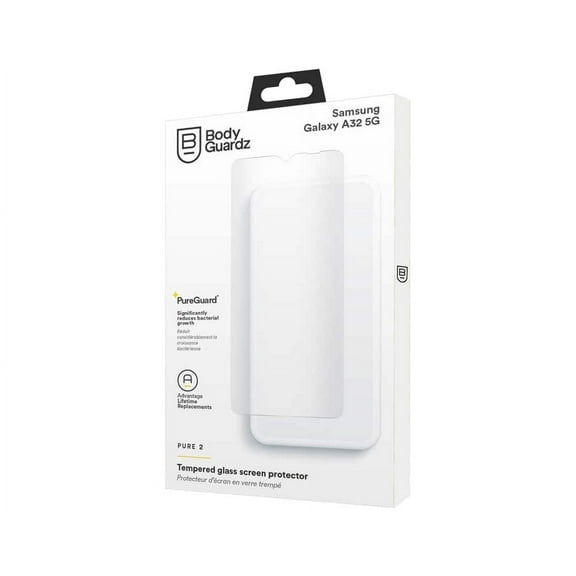 BodyGuardz Pure 2 Antimicrobial Tempered Glass Screen Protector - Samsung Galaxy A32 5G