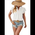 thumbnail image 3 of Blusa de Verano 2025 para Mujer, con Cuello en V, Volantes, Corta, Lunares, Holgada, Túnica , Talla S, 3 of 6