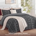 thumbnail image 4 of U by Bedsure Tufted Boho Full Comforter Set, 3 Pieces Farmhouse Shabby Chic Embroidery Bedding Set, Soft Jacquard Dark Grey Comforter for All Seasons, 4 of 10