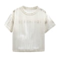 thumbnail image 5 of Zpanxa Kids Shirts Smocked Crew Neck Short Sleeve Solid Color Lightweight Breathable Summer Casual Tee, 5 of 7