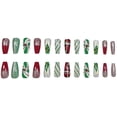 thumbnail image 5 of Christmas Press on Nails 24Pcs, Red Green Gold Glitter French Spooky Fake Nails Set, Reusable False Nails for Holiday Party Daily Wear Women Girls, Christmas Nail Art, 5 of 7