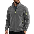 thumbnail image 4 of LYSMORA Men's Full Zip Fleece Jacket Stand Collar Outdoor Outerwear Multi Zip Pocket Hiking Travel Coat, 4 of 8