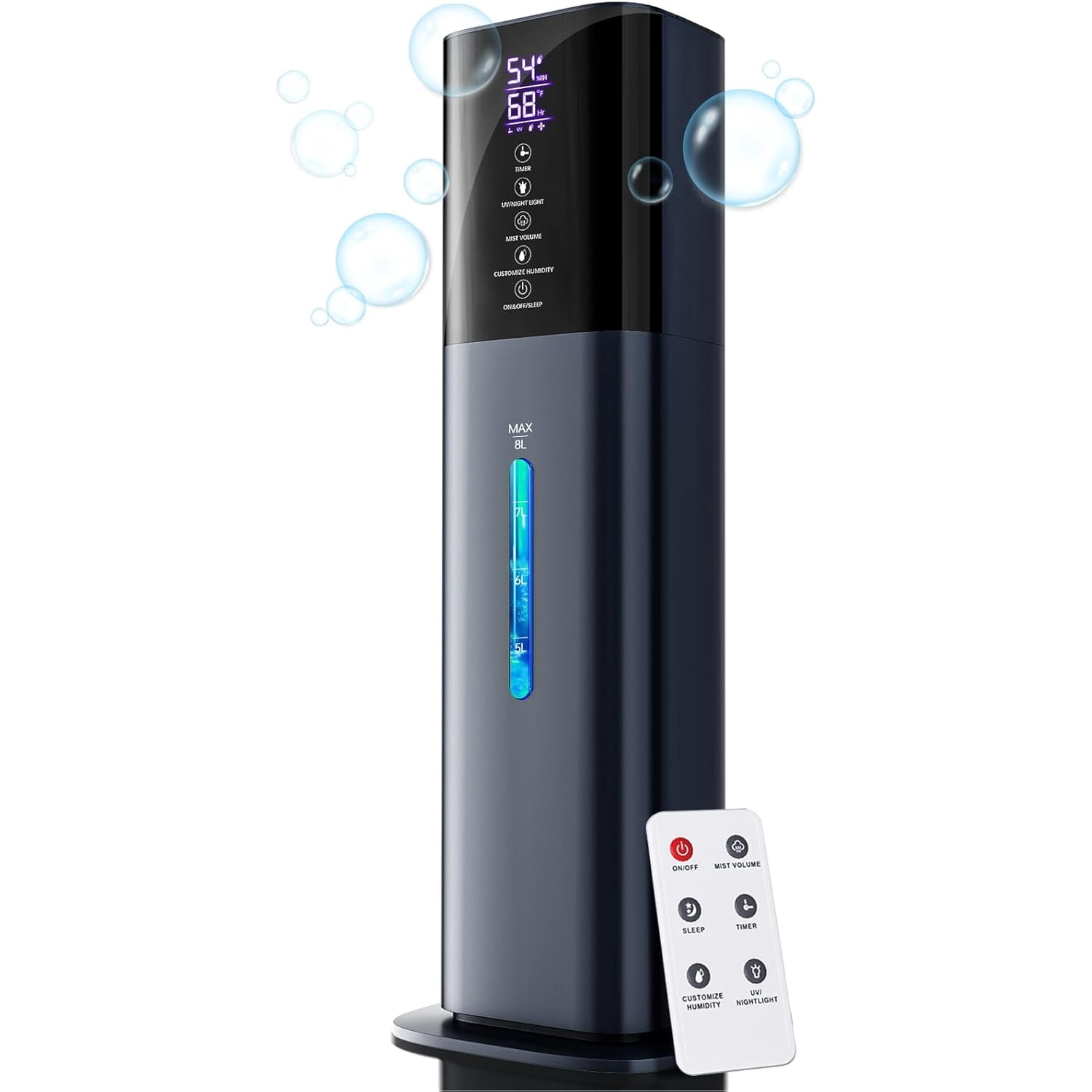Humidifiers for Bedroom, 2.11Gal 8L Quiet Humidifiers for Large Room with Timer, 360°Nozzle, 3 Speed Ultrasonic Cool Mist Humidifier with Humidistat for Baby, Customize humidity for Home Adults Plant