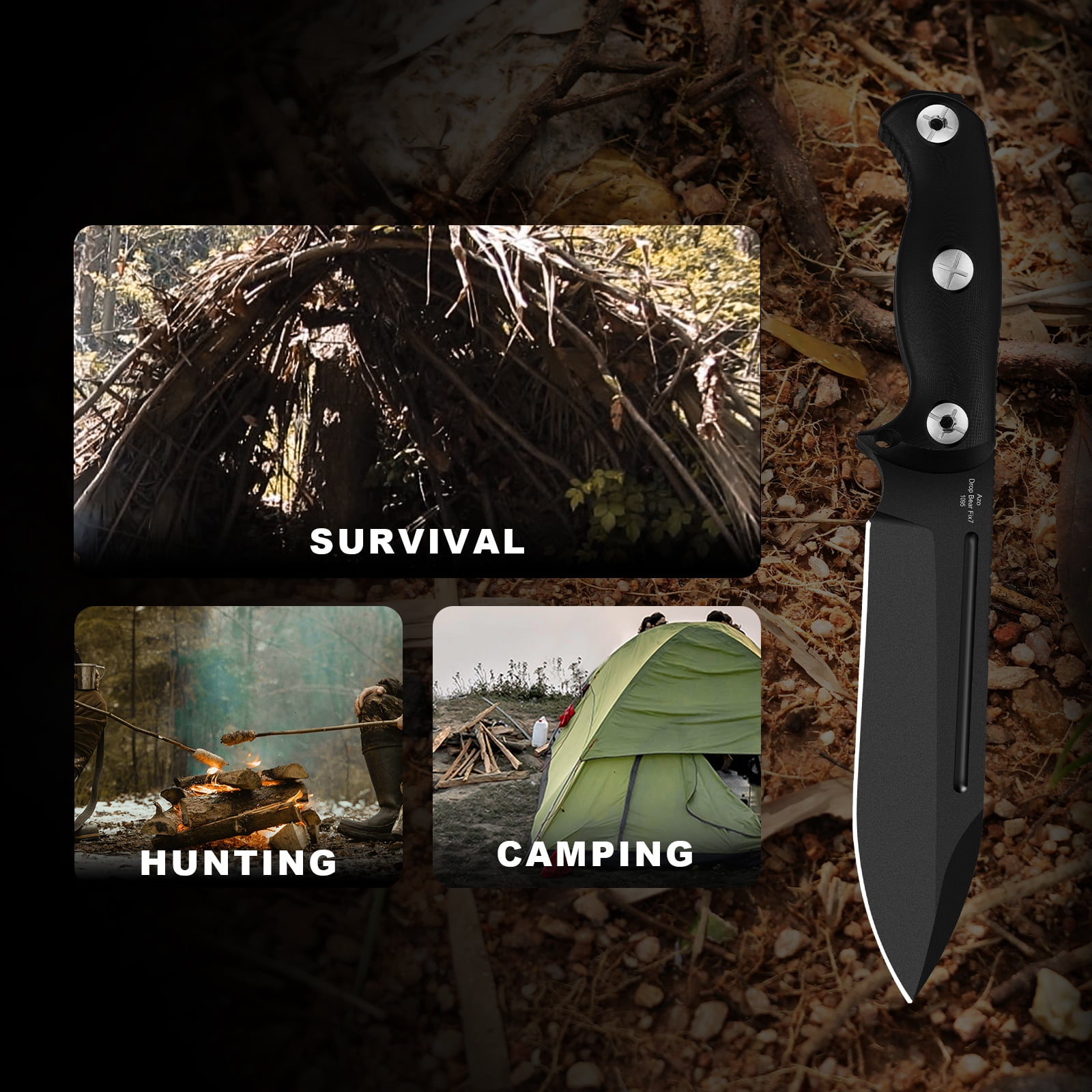 Kizer Drop Bear Fix 7 Fixed Knife 1095 Blade G10 Handle Survival Big Size 1103A2 With Sheath 1103A2