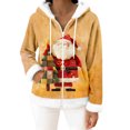 thumbnail image 4 of Women's Casual Fashion Long-Sleeve Zip-Up Fleece Hooded Cardigan with Christmas Print, Cozy and Warm for Winter Season,Orange,2XL, 4 of 8