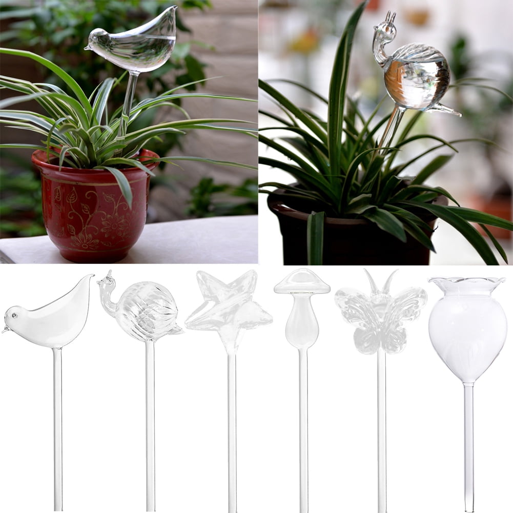 Cute Snail Shaped Glass Plant Flower Holiday Watering Spike Stake Water Feeder