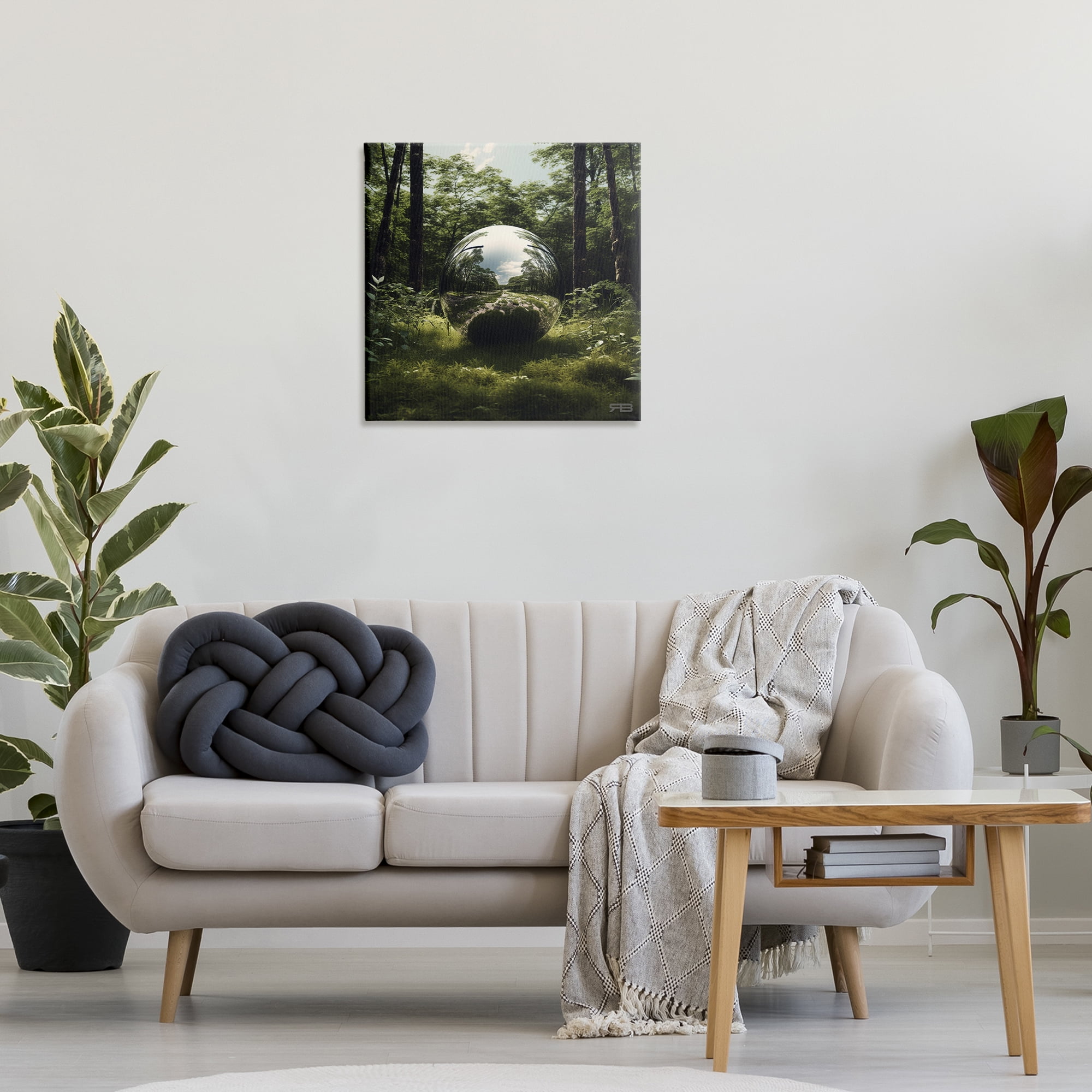 Stupell Industries Reflective Ball in Nature Landscape & Nature Painting Wrapped Canvas Art Print Wall Art, 24 x 24