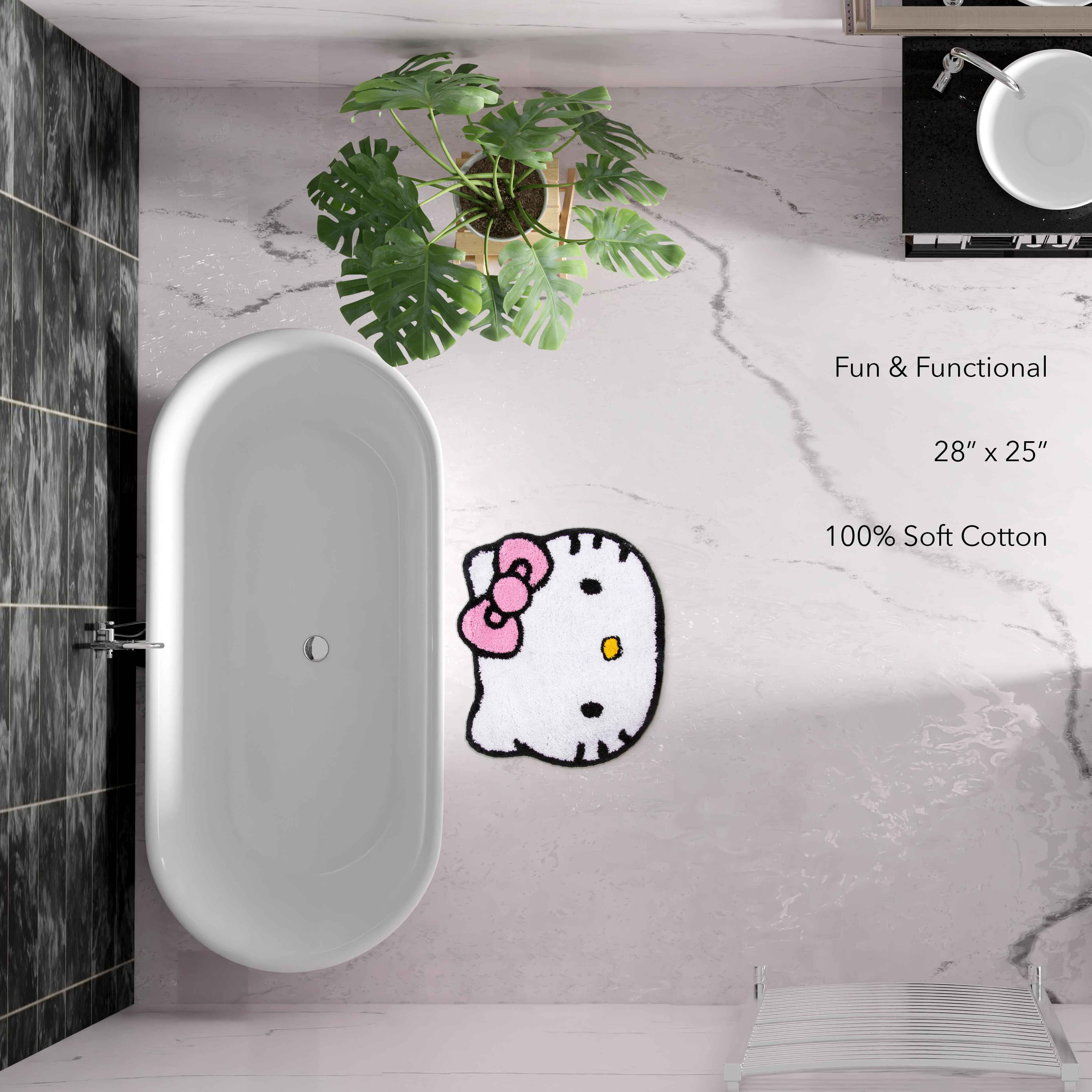 Hello Kitty Tufted Rug, 28" x 25", Cotton, White, Sanrio
