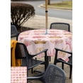thumbnail image 5 of Outdoor Tablecloth with Umbrella Hole for Patio/Picnic/Party/Camping, Pink Floral Crown Waterproof Table Cloth Square Cover Washable, Spring Floral Roses Elegant Pastoral (54"x 54"), 5 of 8