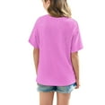 thumbnail image 3 of AUNVITO Girls Short Sleeve T shirt Kids Summer Oversized Solid Crew Neck Tops Casual Basic Tee 5-14Years, 3 of 6