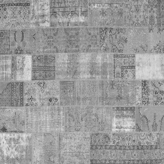 Ahgly Company Indoor Square Patchwork Gray Transitional Area Rugs, 4' Square