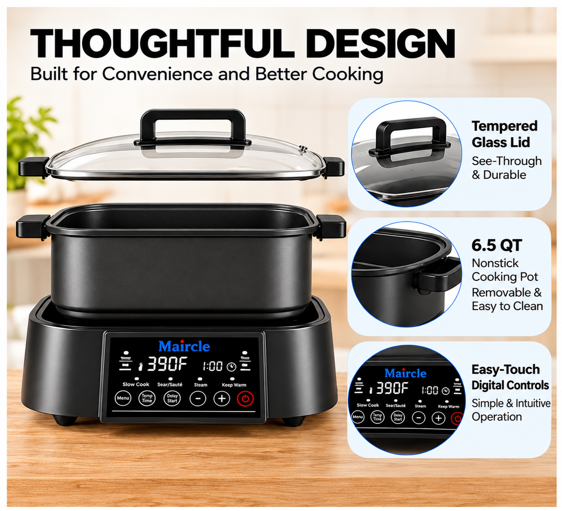 Maircle 6.5-Quart Digital Programmable Slow Cooker photo 6