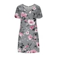 thumbnail image 5 of ClodeEU Womens Summe Ruffle Sleeve V Neck Flowy Dress,Boho Flared Trendy Midi Dress Gray,Womens Plus S, 5 of 6