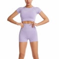 thumbnail image 5 of qolati Workout Sets for Women Seamless Crop Tops High Waist Leggings Matching Sets 2 Piece Outfits Shorts Sleeve Yoga Workout Gym Sweatsuits, 5 of 5