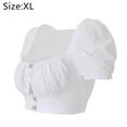 thumbnail image 2 of Women's Ruffle Short Sleeve Tie Up Back Crop Top Off Shoulder Bardot Blouse, 2 of 5