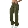 thumbnail image 3 of Tqcoqu Cargo Pants for Women with Pockets High Waisted Hiking Baggy Trousers Stretchy Wide Leg Y2K Streetwear,Army Green,Women's S-XL, 3 of 9