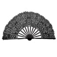 thumbnail image 5 of Grofry Handheld Fan Vintage Style Folding Fan with Lace Trim And Tassel Pendant Elegant Fabric And Bamboo Hollowed Hand Fan for Wedding Party, 5 of 8