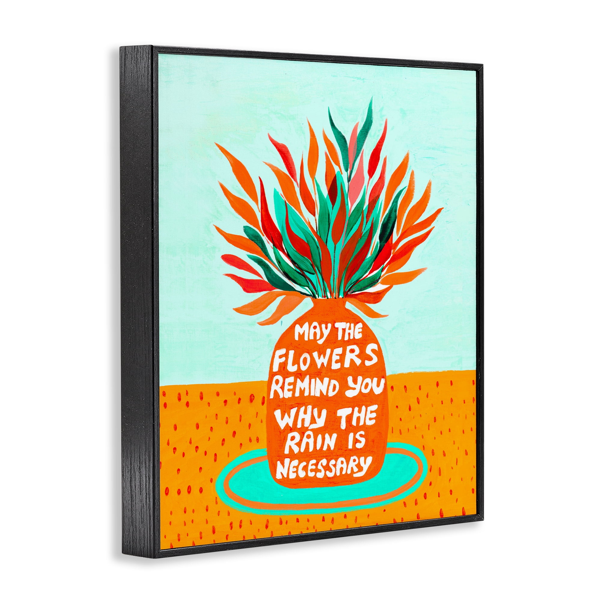 Flowers Remind Rain Is Necessary Black Framed Giclee Art, design by Nabeela Rumi