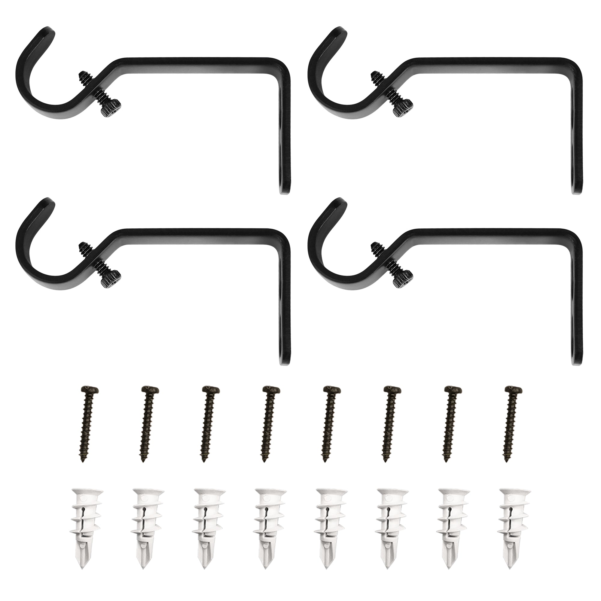 Lumi Home Furnishings Non-Adjustable Single Curtain Rod Brackets 3/4 in. (4-Piece)