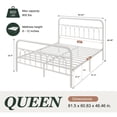 thumbnail image 4 of Amolife Queen Bed Frame, Metal Platform Bed with Vintage Curved Iron-Art Headboard, Easy Assembly, White, 4 of 7