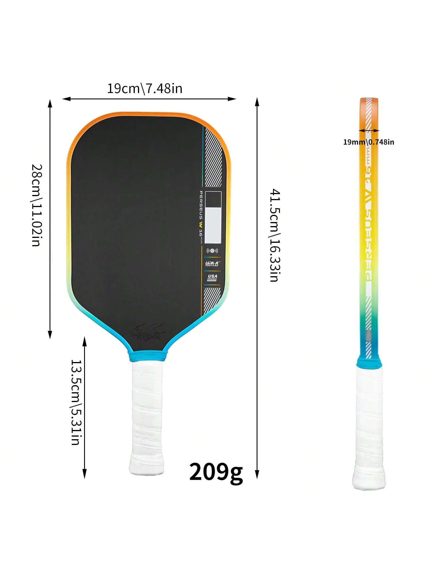 Perseus IV BEN JOHNS Pro Player Edition 16mm T700 Gen4 Propulsion Core Frosted Carbon Fiber Pickleball Paddle