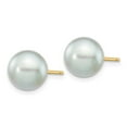 thumbnail image 2 of Real 14kt Yellow Gold 8-9mm Round Grey Saltwater Akoya Cultured Pearl Stud Post Earrings; for Adults and Teens; for Women and Men, 2 of 3