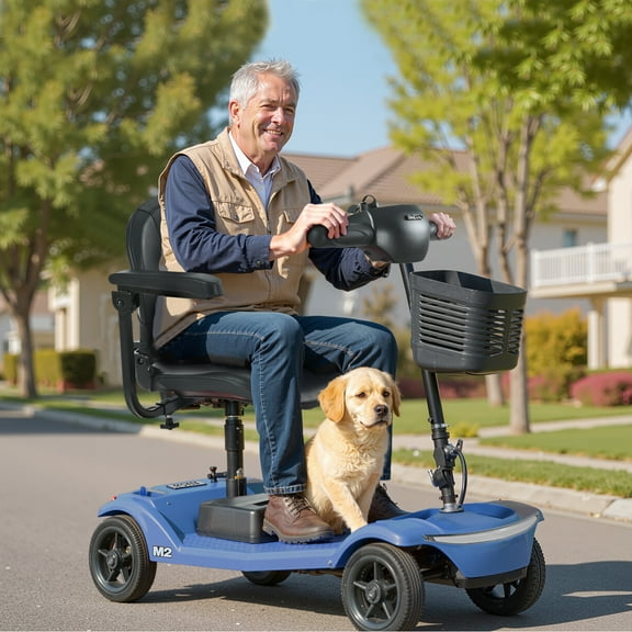 Weather Liner Electric Mobility Scooter for Adults 300 lbs Foldable Travel Folding Scooters Seniors Handicap Mobility Scooter for Seniors Lightweight Collapsible 4 Wheel Mobility Scooters For Adults