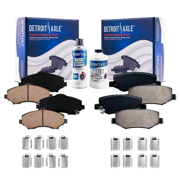Detroit Axle - Brake Pads for Dodge Nitro Jeep Liberty Wrangler JK, Front & Rear Ceramic Brake Pads w/Hardware Replacement