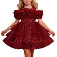 thumbnail image 1 of Rhuody Robes de Printemps pour Filles Sans Manches à Col Rond Robe d'Été Robe de Fête Robe Bouffante pour Concours Performance Récital Tenue Tendance Rouge 12-18 Mois, 1 of 7