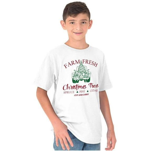 Farm Fresh Christmas Trees Truck Crewneck T Shirts Boy Girl Brisco Brands S