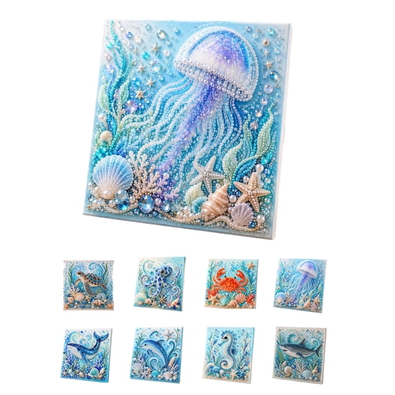 Ocean Theme Pearl Art DIY Kit, Octopus Wave Pearl Painting Kit for Adults & Beginners, Coastal Ocean Pearl Art Craft, Nautical Beach Wall Decoration