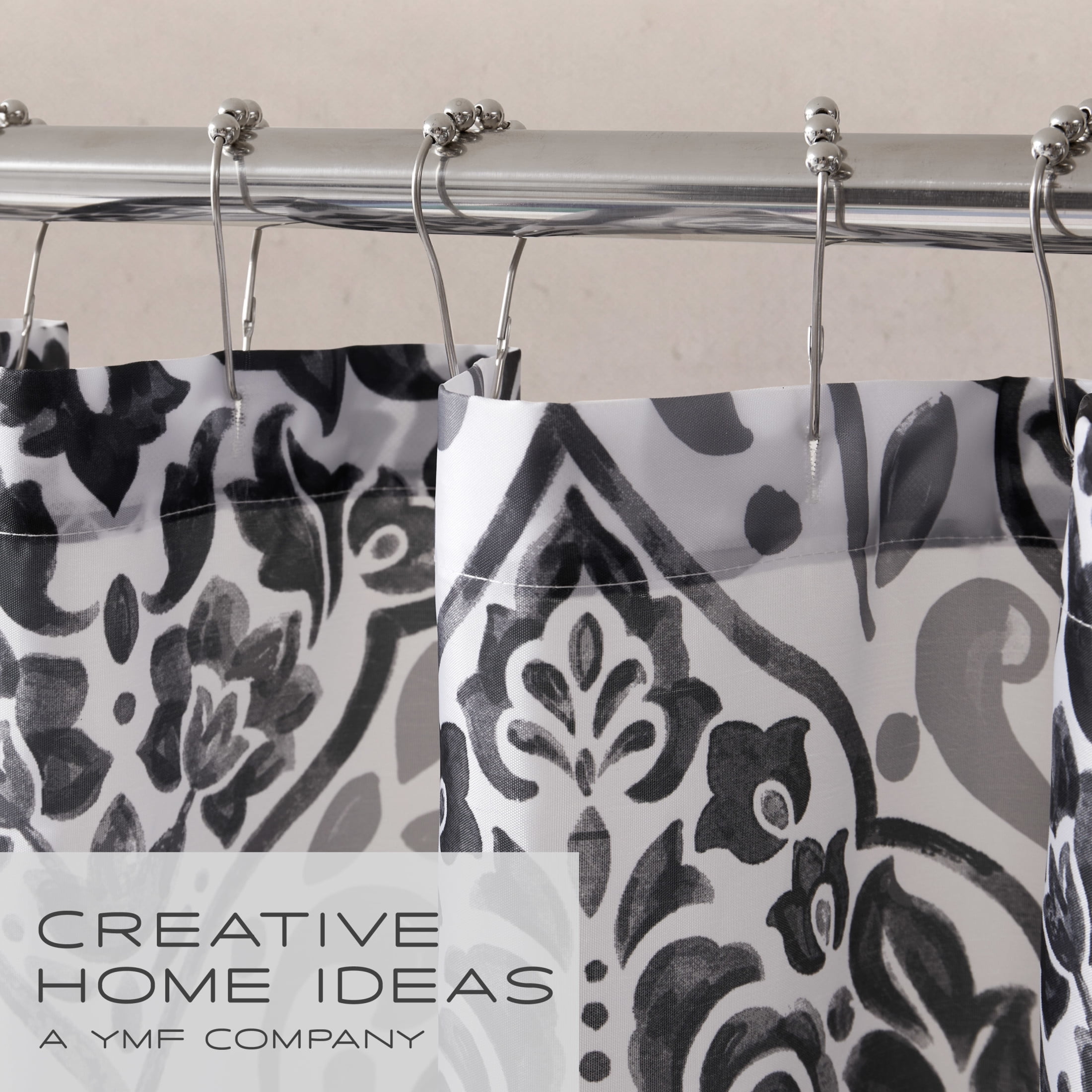 CHI Tana Shower Curtain with Hooks and Rugs Modern Washable 72" W x 72" L 15-Piece Set