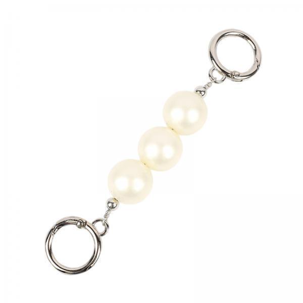 2X Extensor de correa de bolso Correa de cadena de perlas artificiales Encantos de bolso de mano Plata 2 piezas
